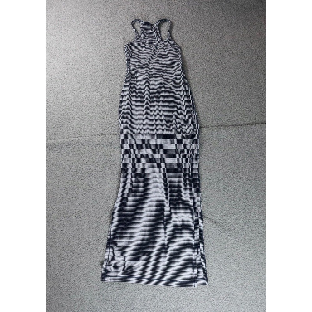 Lululemon Athletica Refresh Maxi Dress 2 Blue White Striped High Side Slits - Picture 7 of 13